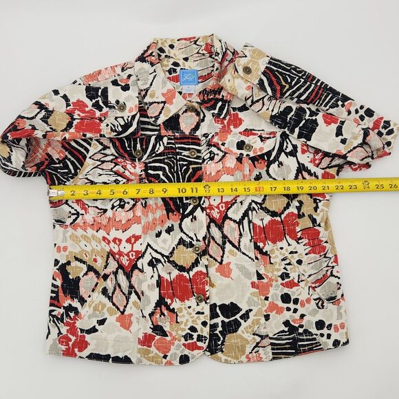 Lark Lane Denim Jean Jacket Womens Size 16 Multicolor Art To Wear Animal Print - Picture 5 of 6